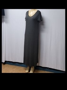 Soprano Charcoal Scoop Neck Maxi Dress